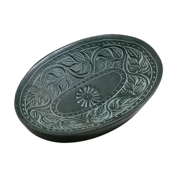 Large Oval Carved Soapdish - Soapstone