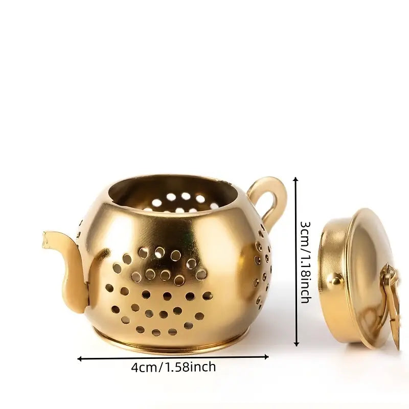 Golden Teapot Shaped Tea Infuser
