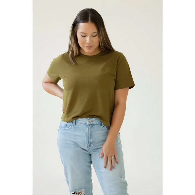Olive Mom Cropped Tee