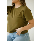 Olive Mom Cropped Tee
