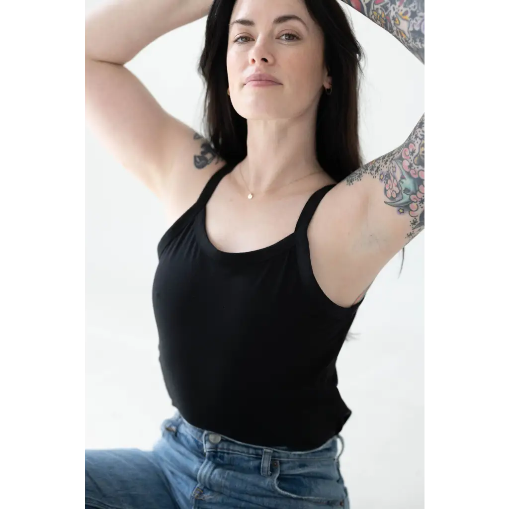 Black Organic Cotton Mom Tank