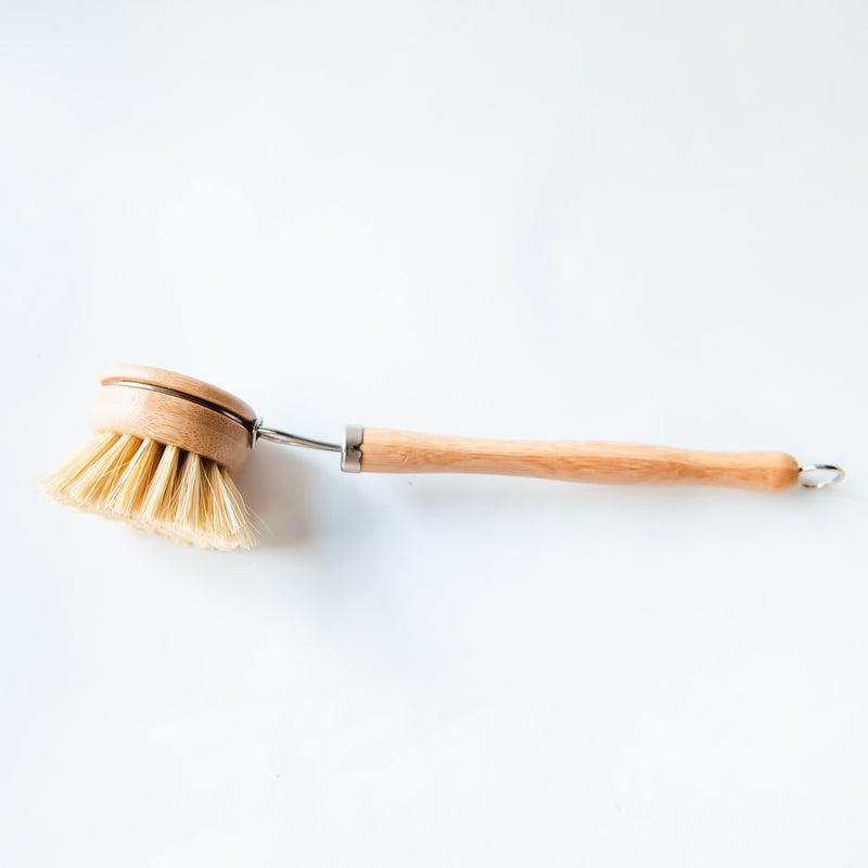 Dish Sisal Solid Wood Creative Pot Brush Long Handle Kitchen Cleaning Brush  Bamboo Kitchen Scrub Dishwashing
