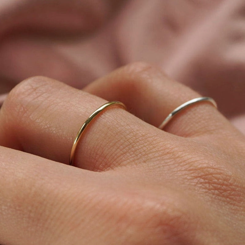 Recycled 14k Gold Delicate Smooth Band Ring