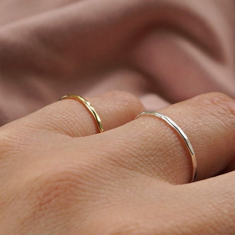 Recycled 14k Gold Textured Band Ring (1mm)