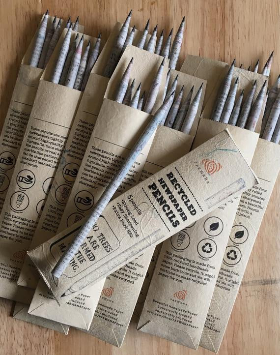 Recycled Newspaper Pencils
